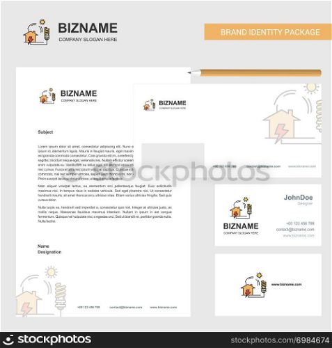 Electric power Business Letterhead, Envelope and visiting Card Design vector template