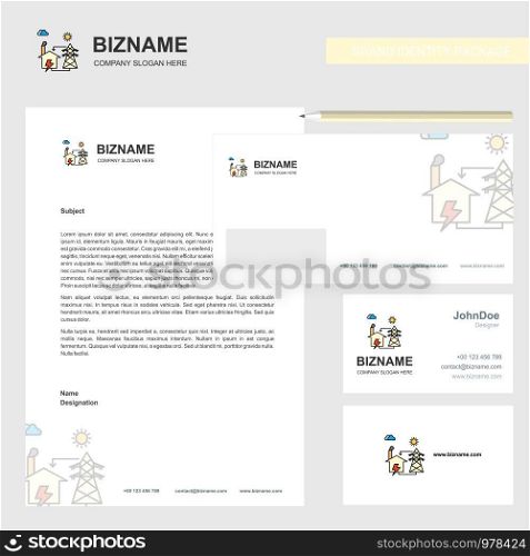 Electric power Business Letterhead, Envelope and visiting Card Design vector template