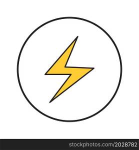 Electric power icon. Lightning symbol. Black circle. Thunder energy. Nature background. Vector illustration. Stock image. EPS 10.. Electric power icon. Lightning symbol. Black circle. Thunder energy. Nature background. Vector illustration. Stock image.
