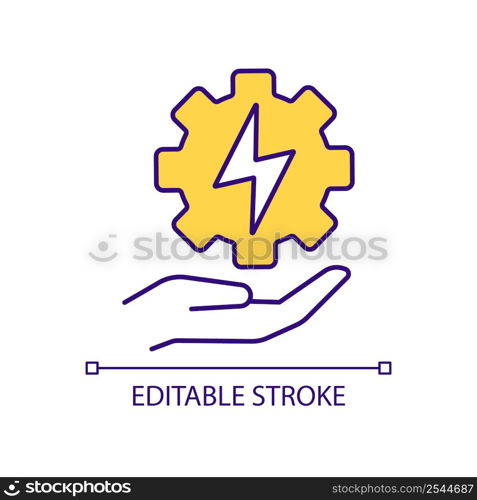 Electric power industry RGB color icon. Delivering electricity. Sustainable energy. Electric infrastructure. Isolated vector illustration. Simple filled line drawing. Editable stroke. Arial font used. Electric power industry RGB color icon