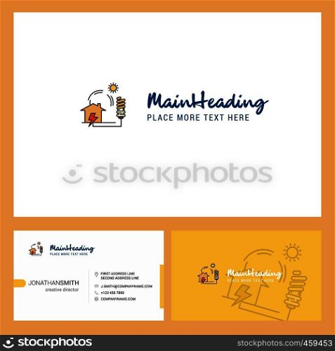 Electric power Logo design with Tagline & Front and Back Busienss Card Template. Vector Creative Design