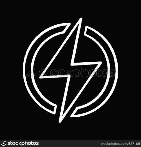 Electric power sign chalk icon. Lightning bolt. Charging. Thunder. Power button. Electricity. Isolated vector chalkboard illustrations. Electric power sign chalk icon