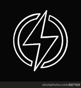 Electric power sign chalk icon. Lightning bolt. Charging. Thunder. Power button. Electricity. Isolated vector chalkboard illustrations. Electric power sign chalk icon
