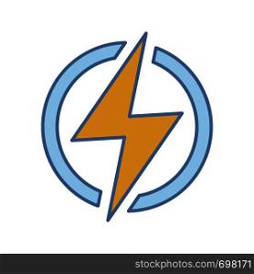 Electric power sign color icon. Lightning bolt. Charging. Thunder. Power button. Electricity. Isolated vector illustration. Electric power sign color icon
