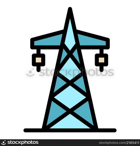 Electric power tower icon. Outline electric power tower vector icon color flat isolated. Electric power tower icon color outline vector