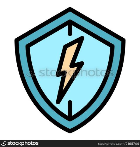 Electric protect shield icon. Outline electric protect shield vector icon color flat isolated. Electric protect shield icon color outline vector