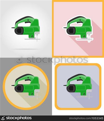 electric saw tools for construction and repair flat icons vector illustration isolated on background