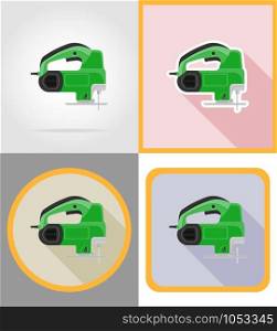 electric saw tools for construction and repair flat icons vector illustration isolated on background