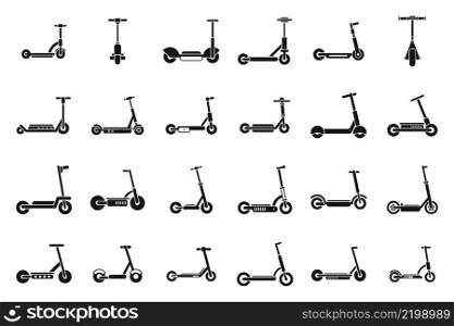 Electric scooter icons set simple vector. City bike. People electric scooter. Electric scooter icons set simple vector. City bike