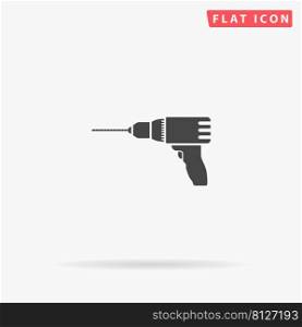 Electric screwdriver flat vector icon. Hand drawn style design illustrations.. Electric screwdriver flat vector icon