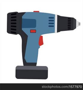 Electric screwdriver, tool illustration vector isolated. Electric screwdriver, tool, illustration, vector isolated, cartoon style