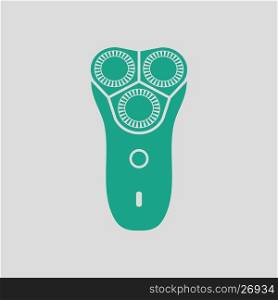 Electric shaver icon. Gray background with green. Vector illustration.