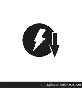 Electric sign with down arrow. Low electricity energy icon. Vector illustration. EPS 10. Stock image.. Electric sign with down arrow. Low electricity energy icon. Vector illustration. EPS 10.