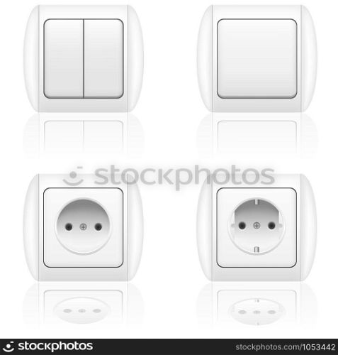 electric socket and switch vector illustration isolated on white background