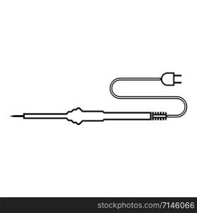 Electric soldering iron for radio repair work icon outline black color vector illustration flat style simple image
