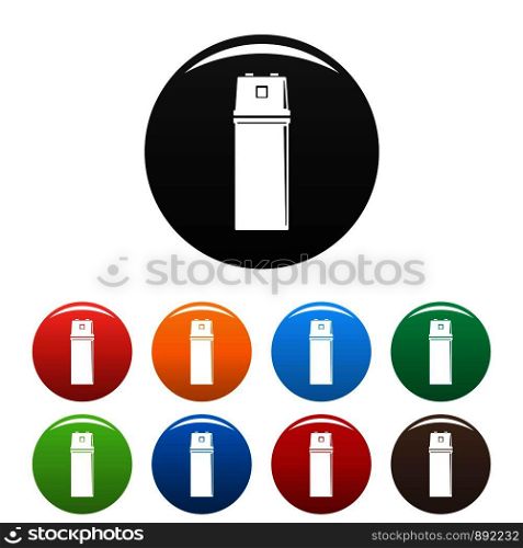 Electric starter icons set 9 color vector isolated on white for any design. Electric starter icons set color