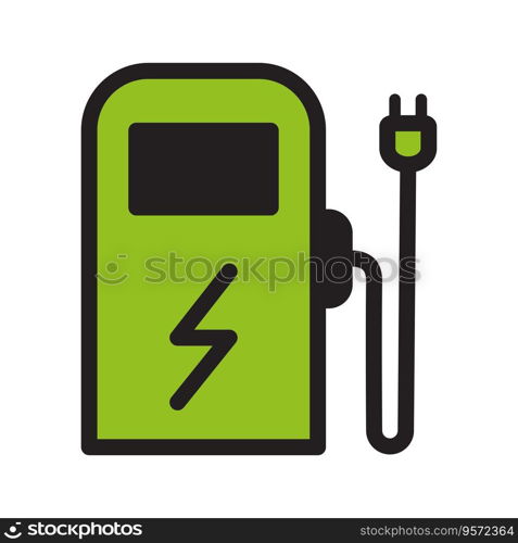 Electric station charger Flat style icon design