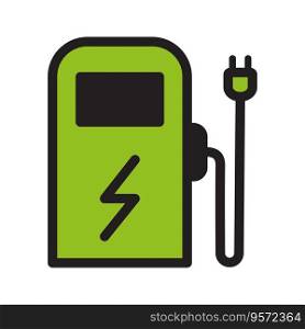 Electric station charger Flat style icon design