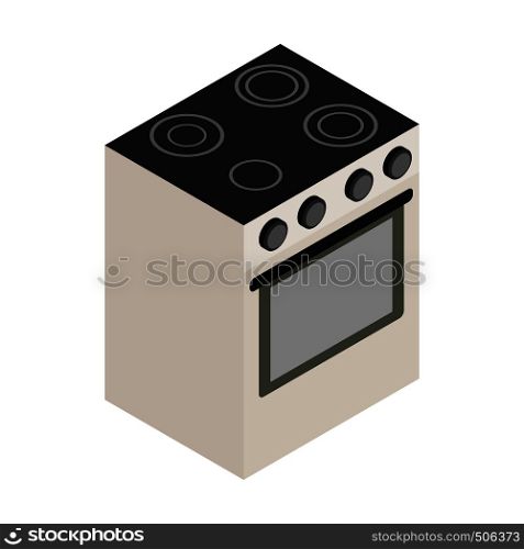 Electric stove icon in isometric 3d style on white background. Electric stove icon, isometric 3d style