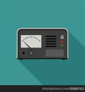Electric tester icon. Electric tester flat icon with long shadow.