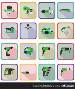 electric tools for construction and repair flat icons vector illustration isolated on background