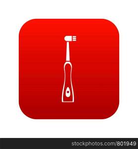 Electric toothbrush icon digital red for any design isolated on white vector illustration. Electric toothbrush icon digital red