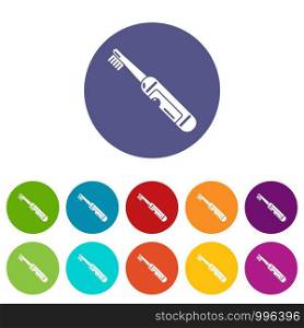 Electric toothbrush icons color set vector for any web design on white background. Electric toothbrush icons set vector color