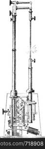 Electric torch or regulator M V Serin, vintage engraved illustration. Industrial encyclopedia E.-O. Lami - 1875.