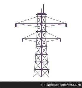 Electric tower cartoon vector illustration. Powerline pylon flat color object. Large metal construction for electricity distribution isolated on white background. Telephone, power line