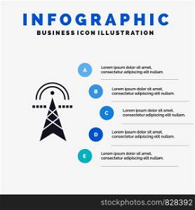 Electric Tower, Electricity, Power, Tower, Computing Infographics Presentation Template. 5 Steps Presentation