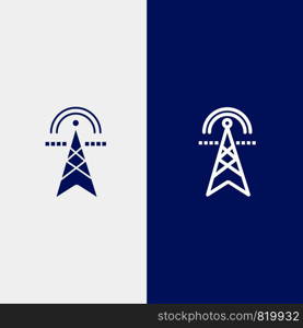 Electric Tower, Electricity, Power, Tower, Computing Line and Glyph Solid icon Blue banner
