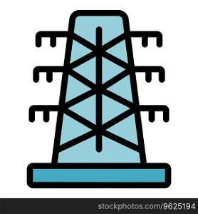 Electric tower icon outline vector. Eco energy. Power industry color flat. Electric tower icon vector flat
