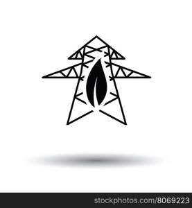 Electric tower leaf icon. White background with shadow design. Vector illustration.