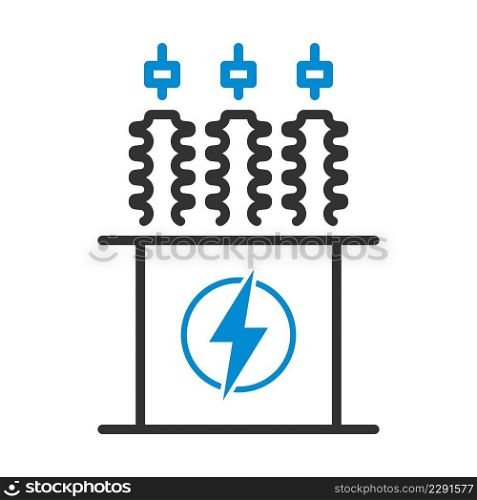 Electric Transformer Icon. Editable Bold Outline With Color Fill Design. Vector Illustration.