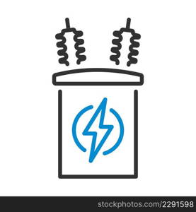 Electric Transformer Icon. Editable Bold Outline With Color Fill Design. Vector Illustration.