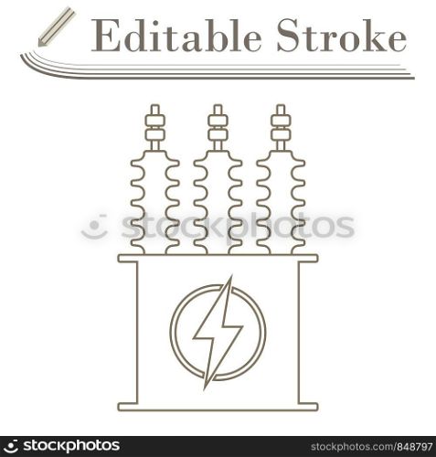 Electric Transformer Icon. Editable Stroke Simple Design. Vector Illustration.