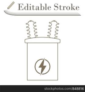Electric Transformer Icon. Editable Stroke Simple Design. Vector Illustration.