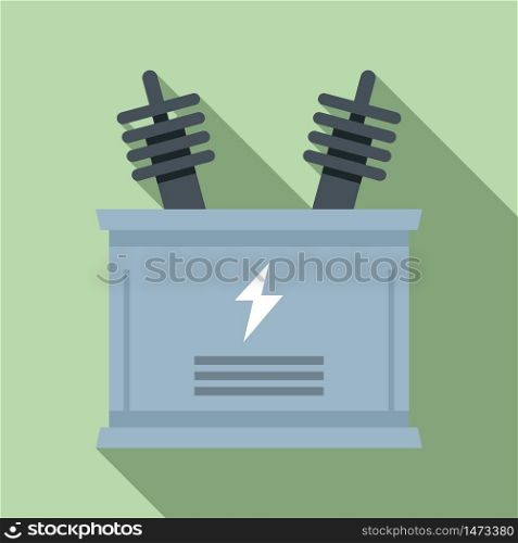 Electric transformer icon. Flat illustration of electric transformer vector icon for web design. Electric transformer icon, flat style