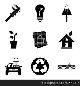 Electric transport icons set. Simple set of 9 electric transport vector icons for web isolated on white background. Electric transport icons set, simple style