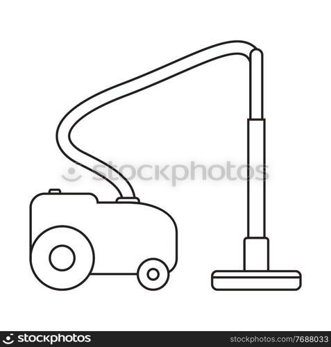 Electric vacuum cleaner with hose. Black and white icon. Vector Illustration. EPS10. Electric vacuum cleaner with hose. Black and white icon. Vector Illustration