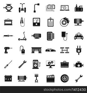 Electric vehicle repair car icons set. Simple set of electric vehicle repair car vector icons for web design on white background. Electric vehicle repair car icons set, simple style