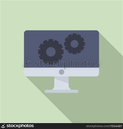 Electric vehicle repair monitor icon. Flat illustration of electric vehicle repair monitor vector icon for web design. Electric vehicle repair monitor icon, flat style