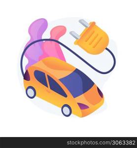 Electric vehicle use abstract concept vector illustration. Zero emission vehicle, urban electromobile service, modern electric car, industrial use, eco-friendly transportation abstract metaphor.. Electric vehicle use abstract concept vector illustration.