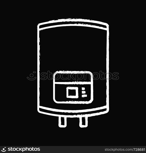 Electric water heater chalk icon. Heating water. Home boiler. Isolated vector chalkboard illustration. Electric water heater chalk icon