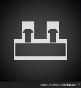 Electrical connection terminal icon. Black background with white. Vector illustration.