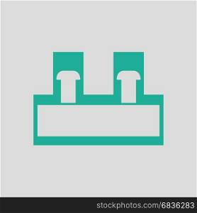 Electrical connection terminal icon. Gray background with green. Vector illustration.