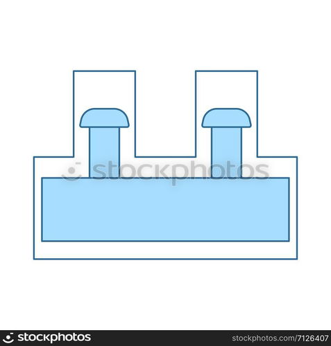 Electrical Connection Terminal Icon. Thin Line With Blue Fill Design. Vector Illustration.