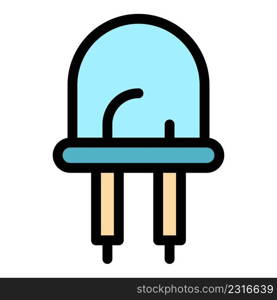 Electrical diode icon. Outline electrical diode vector icon color flat isolated. Electrical diode icon color outline vector