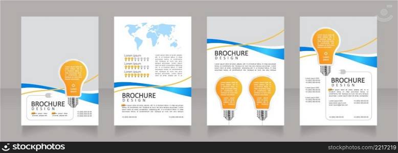Electrical energy distributing systems blank brochure design. Template set with copy space for text. Premade corporate reports collection. Editable 4 paper pages. Calibri, Arial fonts used. Electrical energy distributing systems blank brochure design