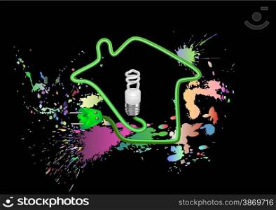 electrical energy, electricai bulb on abstract multicolor background